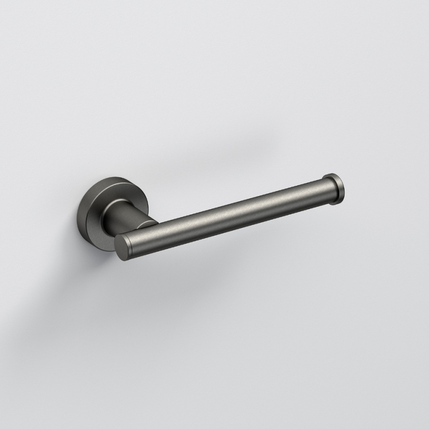 Close up product image of the Origins Living Tecno Project Gunmetal Spare Toilet Roll Holder